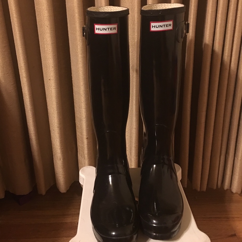 Tall Gloss Black Hunter Boots